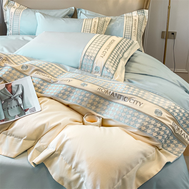 軽量贅沢長綿ベッド上4点セット全綿綿綿100高級感シーツベッド笠布団カバーベッド品4