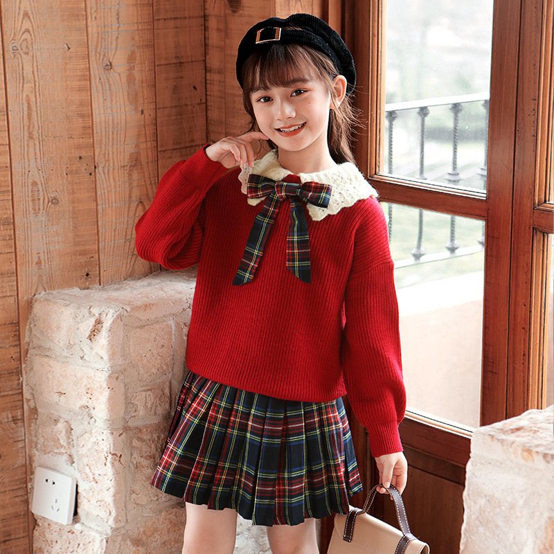入学式 スーツ 女の子 卒園式 フォーマルスーツ 子供服 2点セット チェック 63 以上節約 スカート セーター