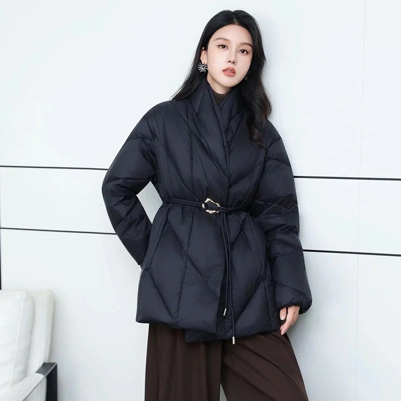 90% ホワイトダックダウン ダウンジャケット レディース 2026冬 収腰 着痩せ 高級感 気質 防寒