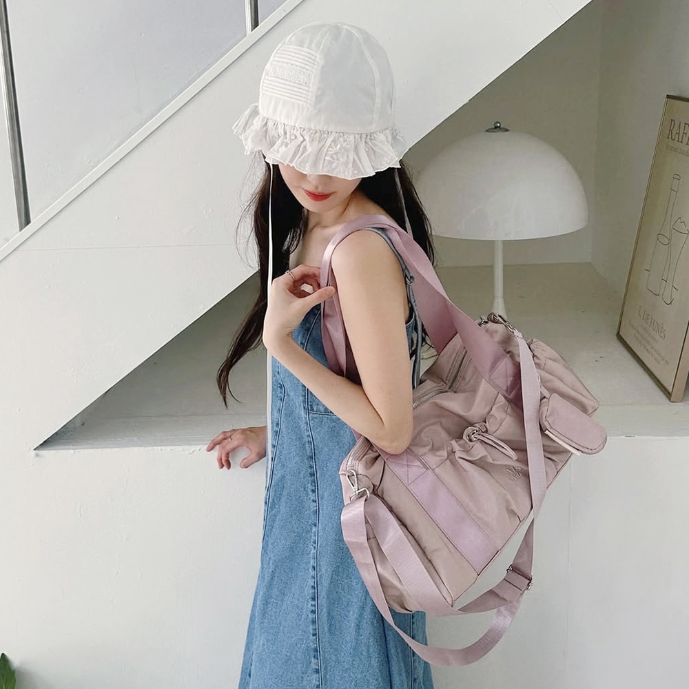 Marmarrules [ポーチセット] 光沢ショルダーダッフルバッグ_ライラックピンク