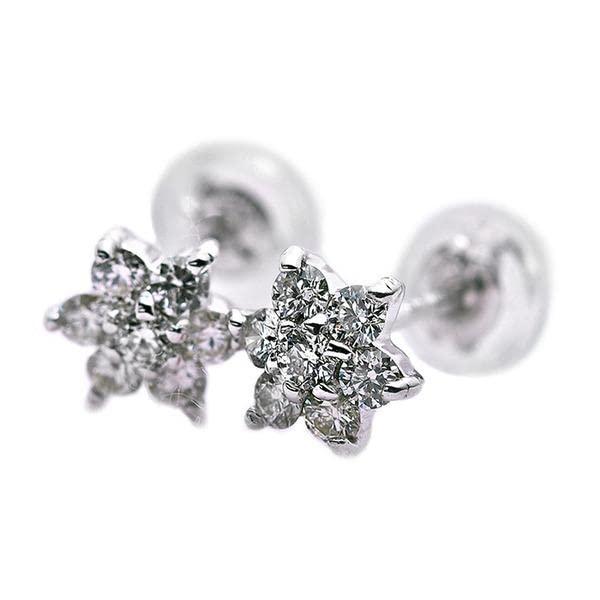 ダイヤモンド ピアス 0.3ct K18 ホワイトゴールド 0.3カラット 花 フラワーモチーフ ピアス 鑑別カード付き 【ジャンル特徴】 K18 ダイヤピアス