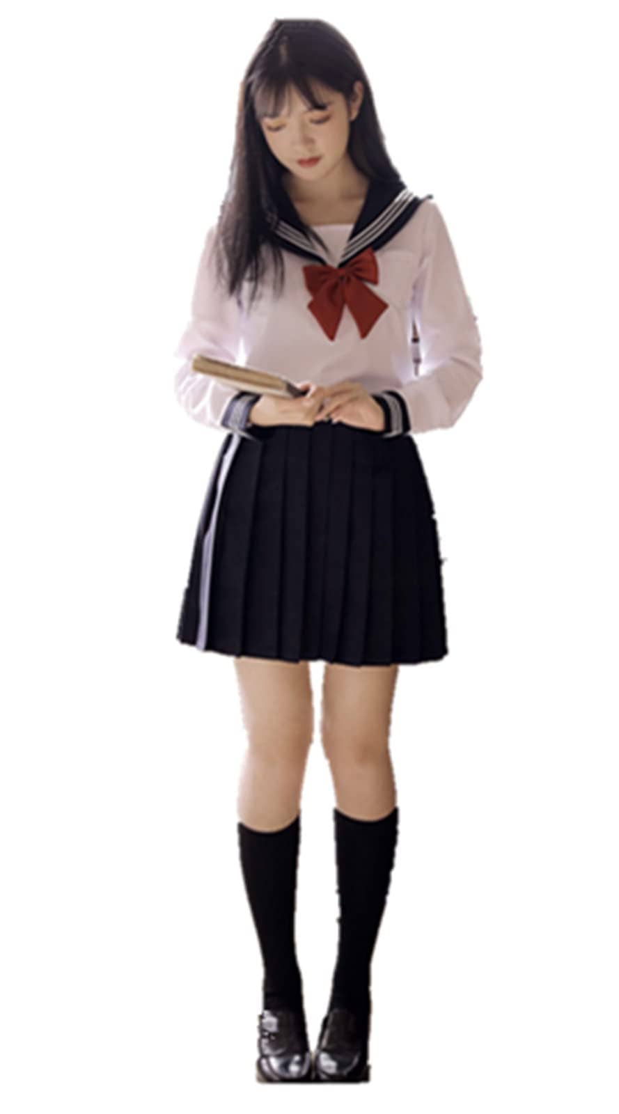 [Somnvs258] 白三本 女装対応 大きいサイズ セーラー服 JK 制服 3点セット メンズ 男性 長袖 ネクタイ ミニ スカート コスプレ 学園祭 文化祭 仮装 コスチュー 16530コスプレ・変装・仮装