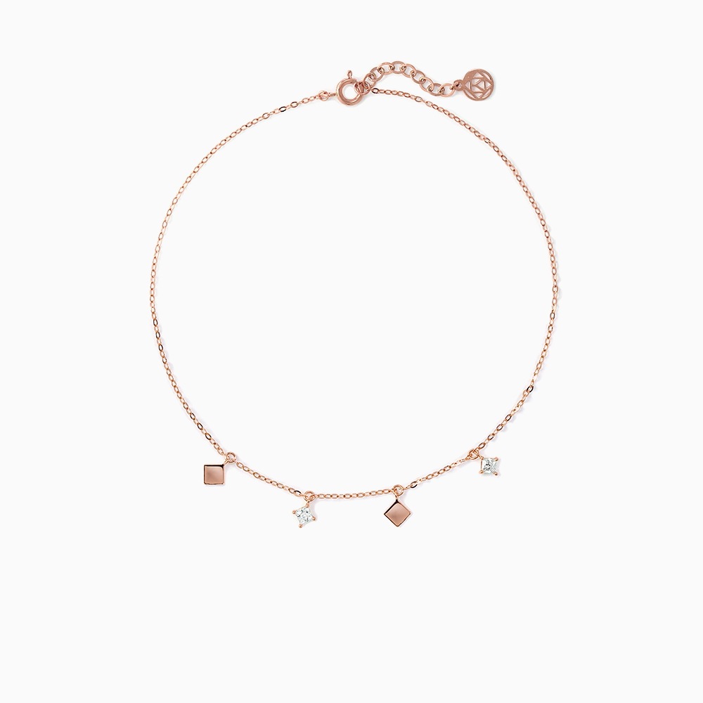 14K 18K ストーンスクエアアンクレット