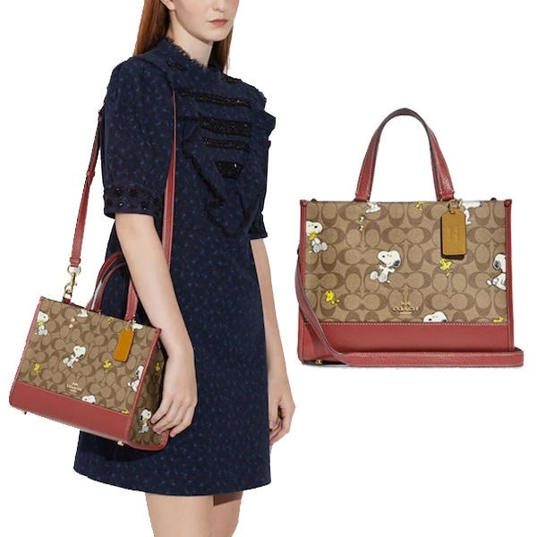 PEANUTS DEMPSEY CARRYALL IN SIGNATURE CANVAS WITH SNOOPY WOODSTOCK PRINT CE862