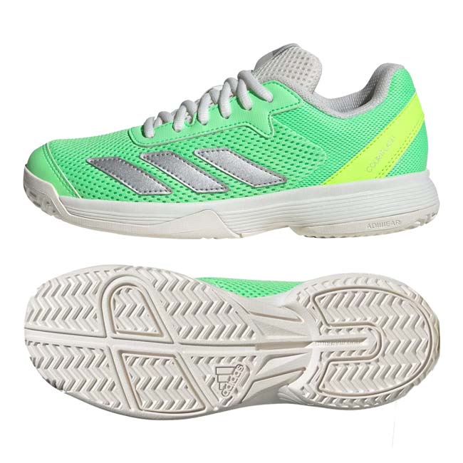 アディダス(adidas) ジュニア COURTFLASH K コートフラッシュK AC オールコート用 ジュニアテニスシューズ JH5124Pティール×シルバーM