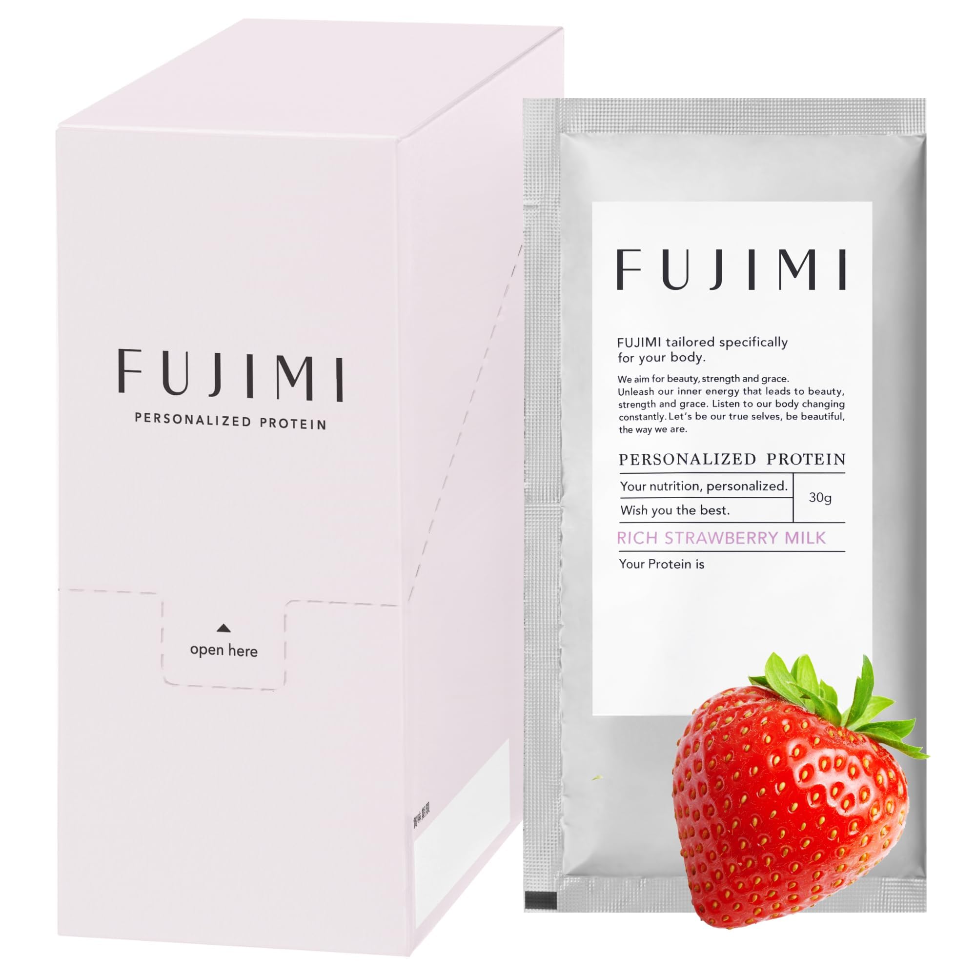 FUJIMI（フジミ）プロテイン ストロベリーミルク 10日分 （個包装 30g×10袋）ホエイプロテイン ソイプロテイン お試し10回分