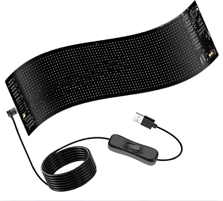 LED電光掲示板 観光バス 小型メッセージボード USB電源 アプリ対応 案内表示・インバウンド対応(ブラック, 9.2cmX37.4cm)