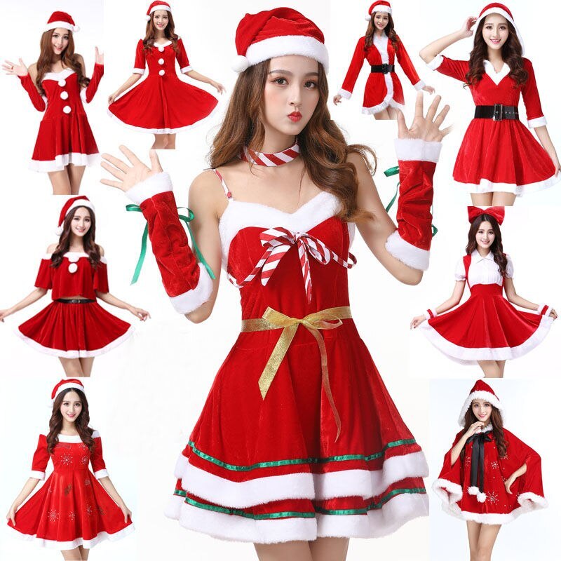 クリスマスコスチュームガールバニーガール大人服セクシーコスダンスパーティーかわいいサンタコスチューム