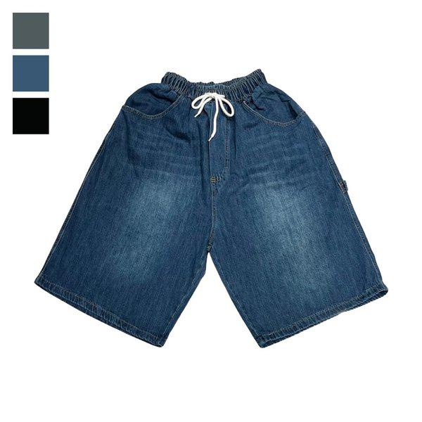 夏のメンズバミューダバンディングポケットワイドデニムハーフパンツ RB-JEH-Q081