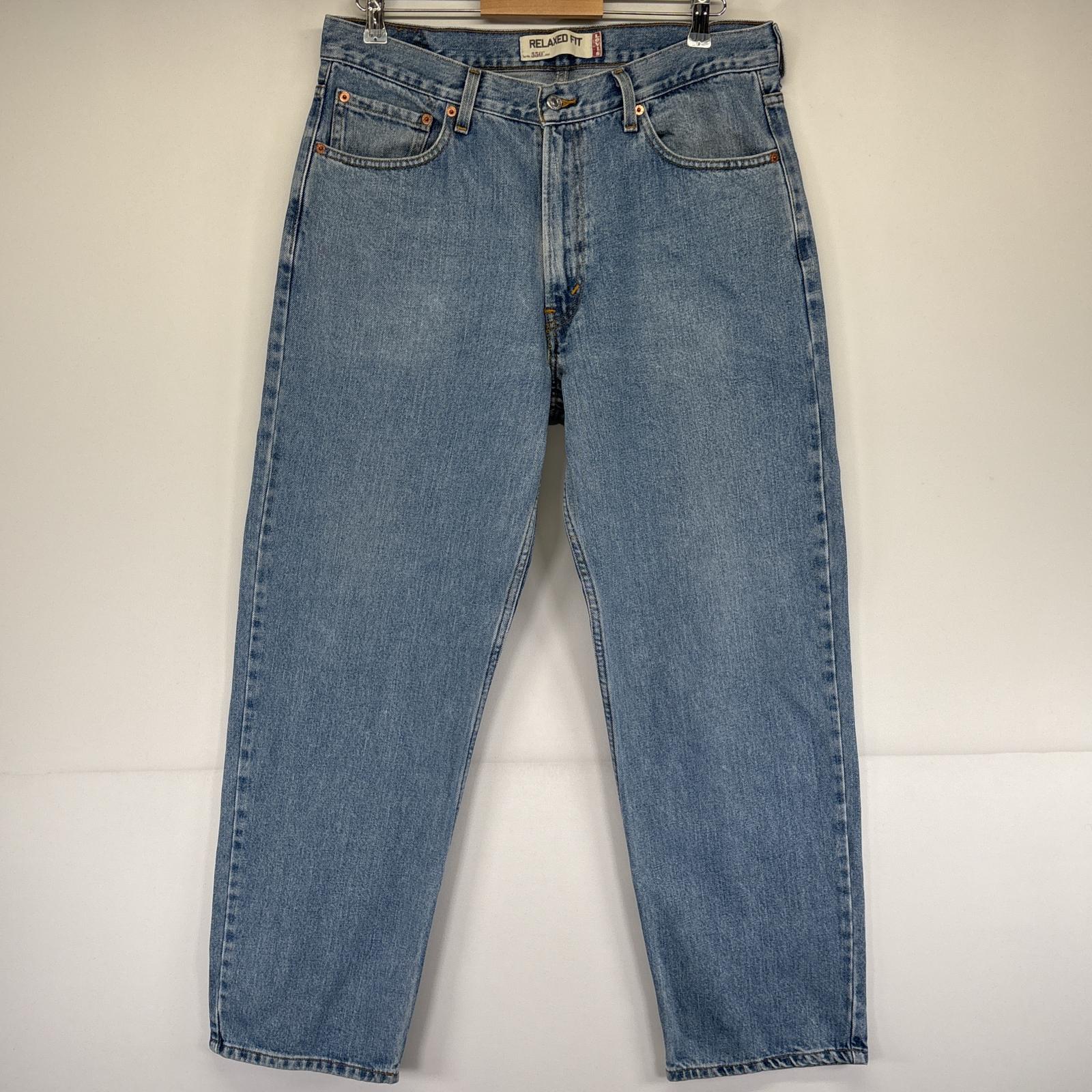 古着 デニムパンツ 550 テーパード ジーンズ ジーパン 5ポケット 長ズボン ジップ w36 L30 ブルー メンズ