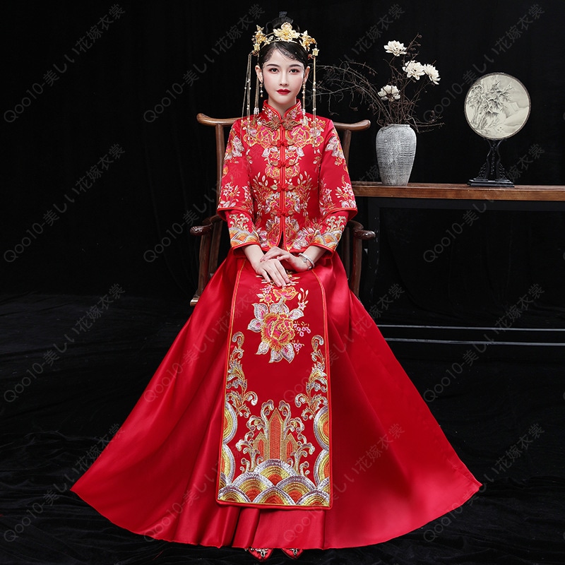 2023秋冬新婦結婚ショー禾服中国式嫁入りドレス敬酒ショーと出閣喜服龍鳳衣-25