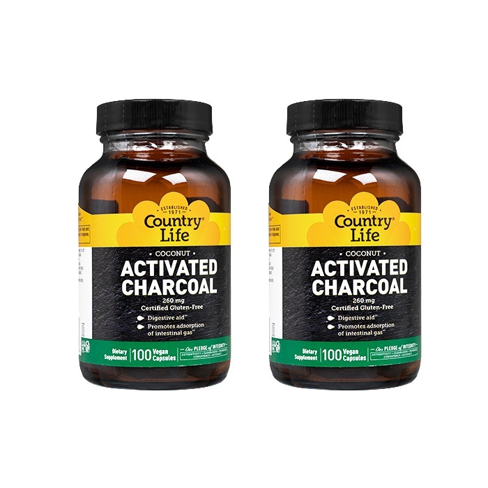 カントリーライフ アクティベートチャコール (活性炭) 260mg 100錠 2本 海外発送 5,233円