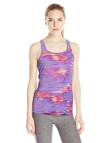 Spalding Womens Printed Easy Fit Run Tank, Chevron Surf Print/Day Glow/Hyper Violet, Small Spalding Womens Printed Easy Fit Run Tank, Chevron Surf Print/Day Glow/Hyper Violet, Small