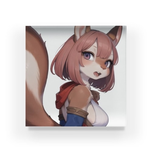 【文字入れ可能受注生産】リスの女の子　サラ アクリルブロック