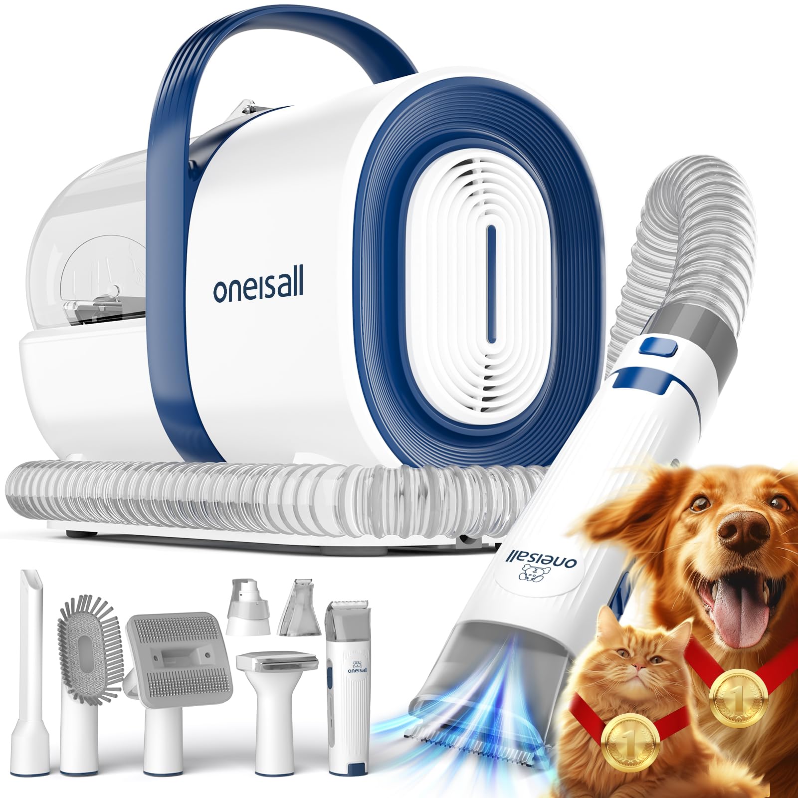 Oneisall 犬 バリカン ペット用バリカンセット【7in1 掃除機電動バリカンブラシなど一台多役】ペットの毛 掃除機 強力 12000pa グルーミング掃除機 犬 掃除機 ペット グルーミン