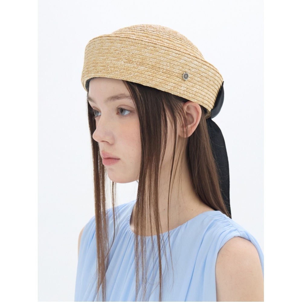 BROWNHAT バックリボンストロービーニー-ナチュラル