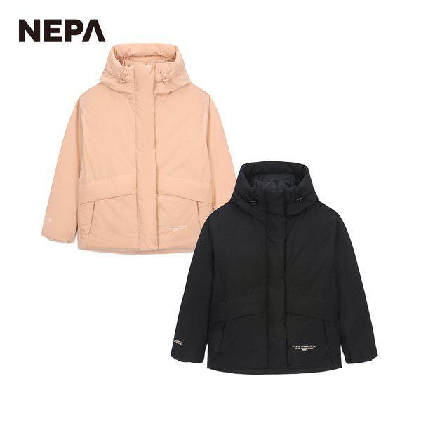 女性ベントスウィンドストッパー2Lフード付きダウンジャケット7K82056