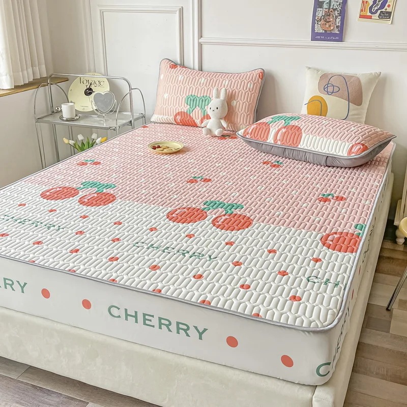 納期21日：天然ラテックス冷却ベッドマット,通気性のある感触,しっかりとした柔らかく滑らかなアイスベッド,シーツと枕カバー,夏