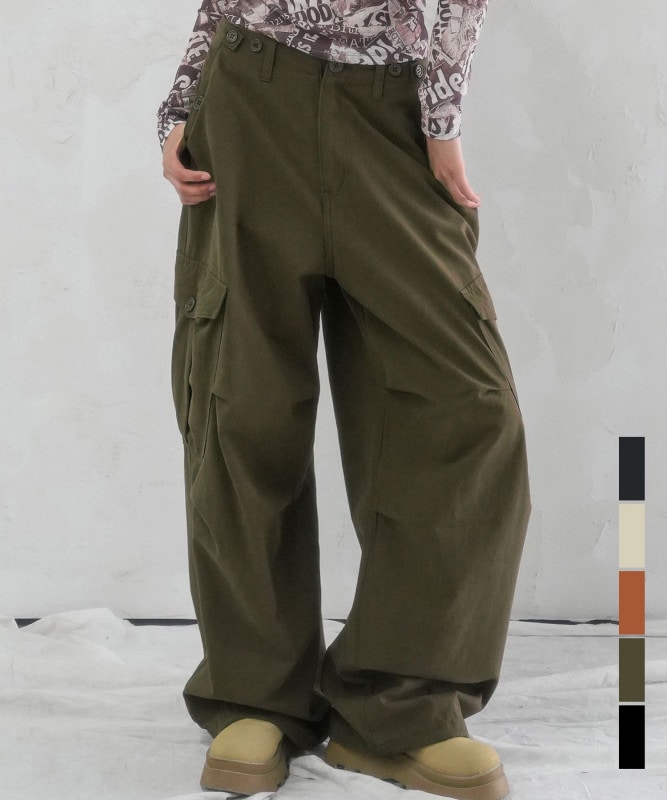 Enter Wide Cargo Cotton Pants - 5COL