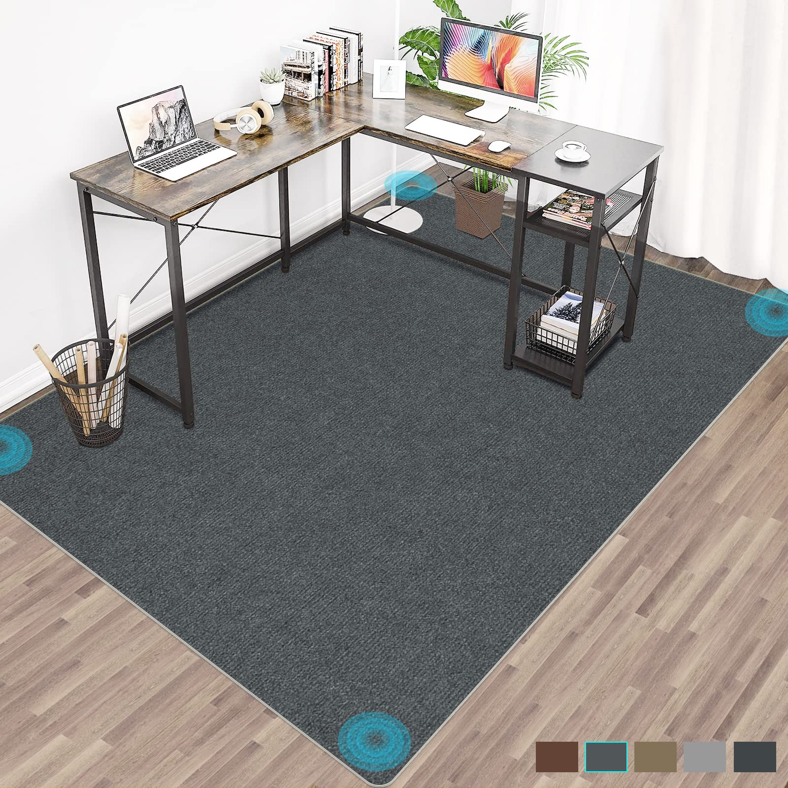 デスク チェアマット 床保護【大判サイズ130 ×160cm 】PVC Hriiiiya ずれない4mmカーペットゲーミング椅子 フロアマット床傷防止 凹みキズ防音椅子の下に敷くパッド 防カビ机下 セ