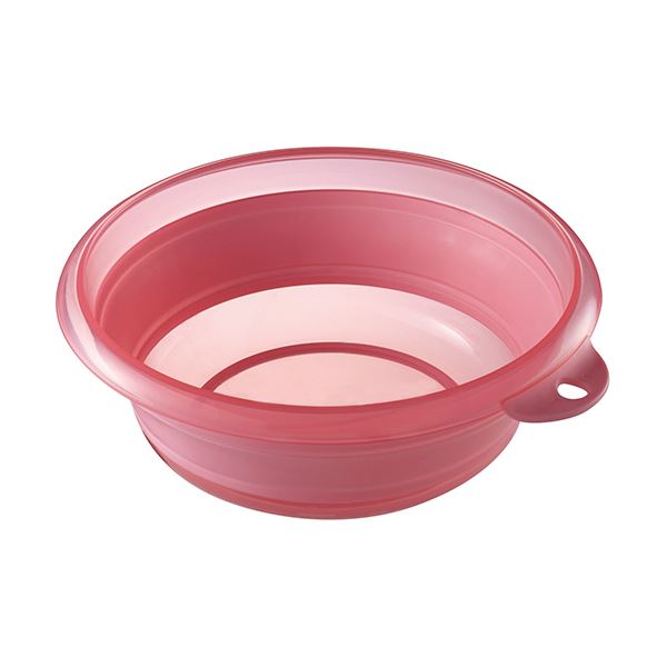 （まとめ） 伊勢藤 折りたためる ソフト湯おけ2.5L ピンク I-522P 1個 (×10セット)