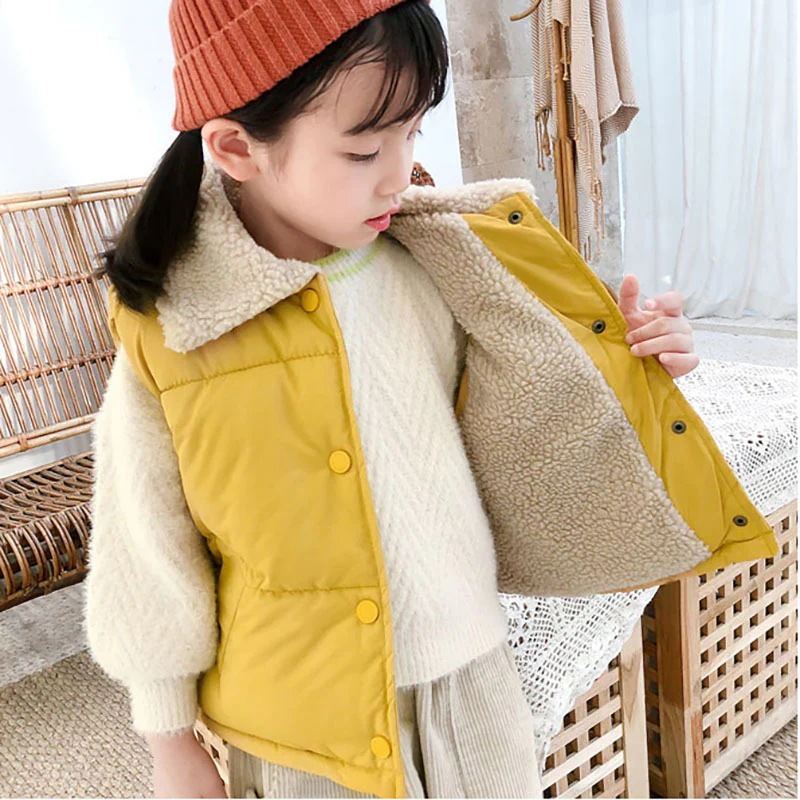 入荷ベストキッズベスト中綿ダウンベスト子子ども服秋冬男の子女の子ベストボア付きアウター裏起毛厚前開きトップスチョッキ