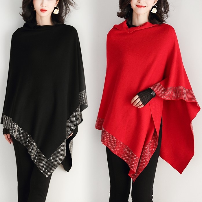 ショールジャケットの女性の2021年秋冬の新しいファッションとショール マント 羽織り レッド