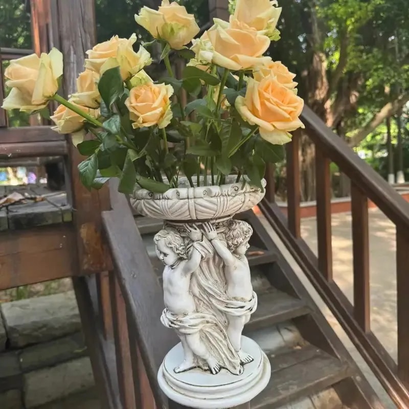 ガーデンオーナメント オブジェ 置物 フラワーポット プランター ポット 天使 エンジェル 彫刻 像 屋外 屋内 庭 ガーデニング デコレーション