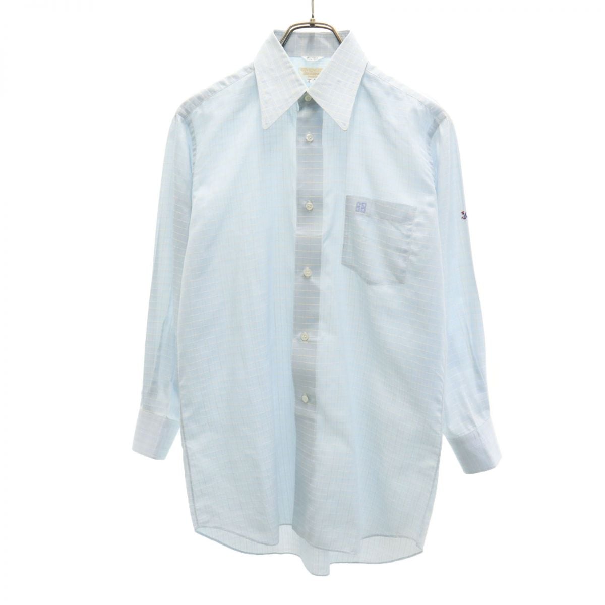 ジェントルマン チェック柄 長袖 ワイシャツ ブルー系 GENTLEMAN PARIS メンズ