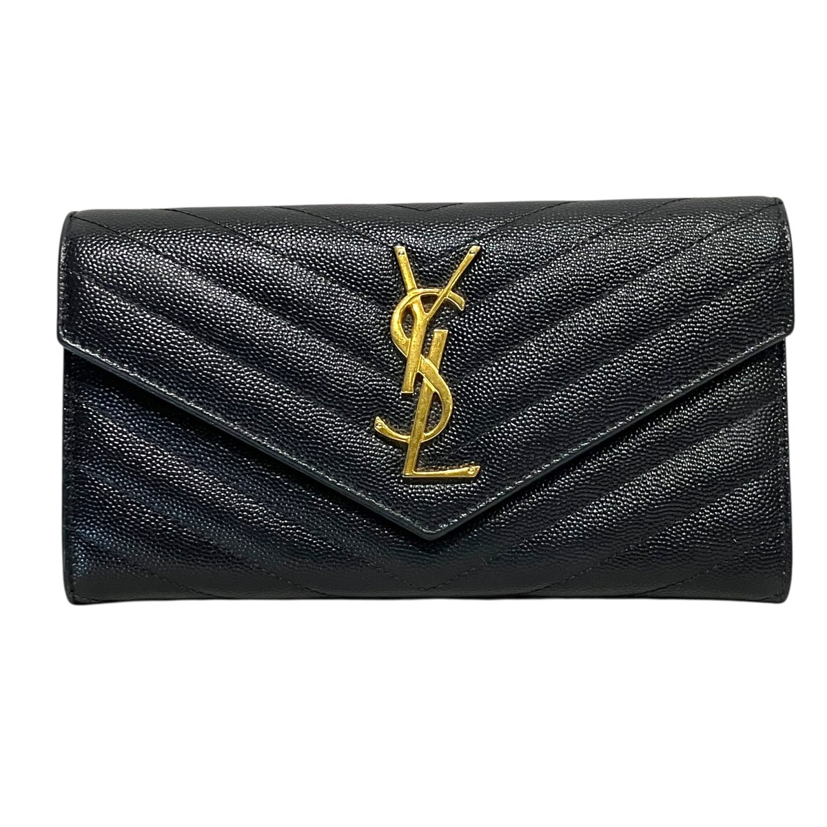 サンローラン カサンドラ マトラッセ ラージ フラップウォレット 長財布 カーフスキン 372264 レディース 中古