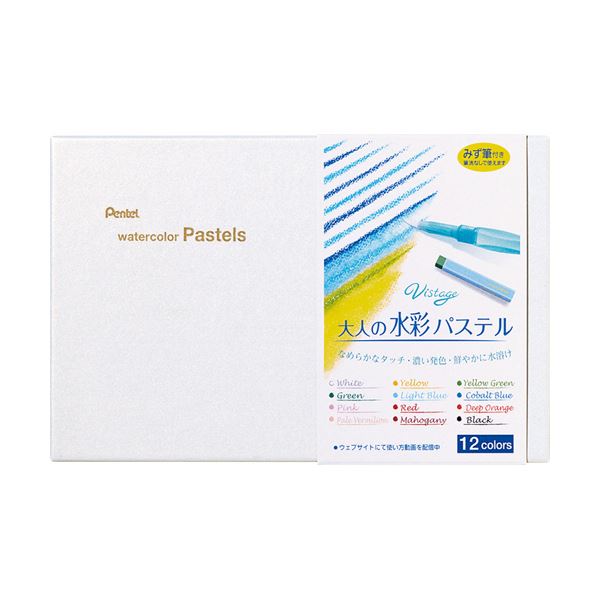 (まとめ) ぺんてる Vistage大人の水彩パステル 12色（各色1本） GHW1-12 1パック (×10セット)