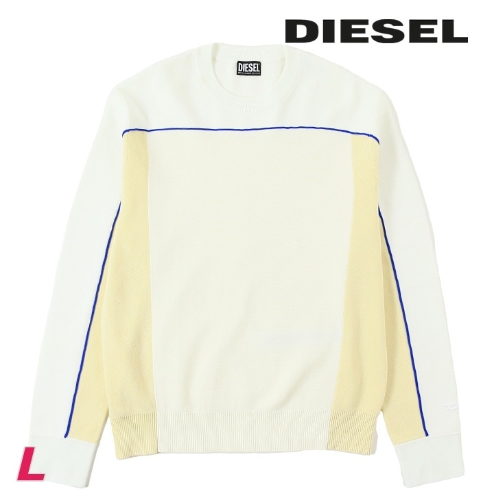 長袖ニットセーター メンズ K-WICHITA ワンポイントロゴ刺繍 切替 die-m-t-f8-109