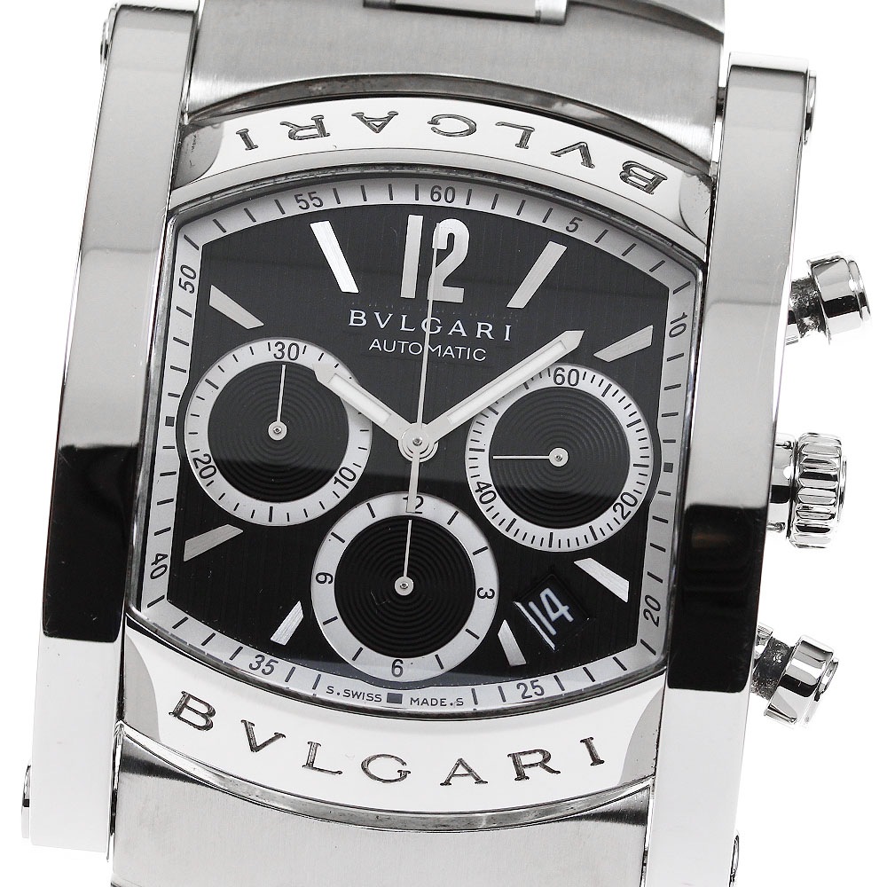 ブルガリ BVLGARI AA48SCH アショーマ クロノグラフ デイト 自動巻き メンズ 良品 箱保証書付き_807219【中古】