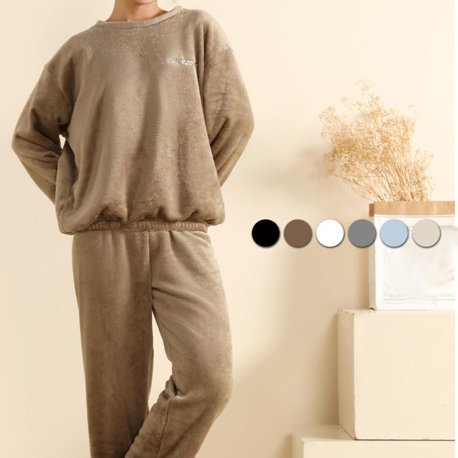 ルームウェア レディース 長袖 冬 もこもこ ボア 防寒 保温 トップス パンツ 上下 セットアップ パジャマ 部屋着