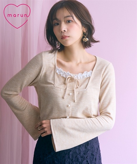 Tシャツ・カットソー 大きいサイズ テレコリブスクエアネックカットソー marun