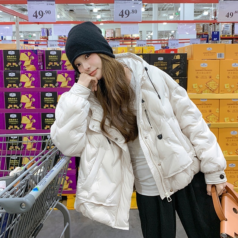 軽くて暖かくてファッショナブルな90ホワイトダックダウンダウンジャケット2024新しいラミネートカジュアル小さなフード付き暖かいジャケット 11,610円