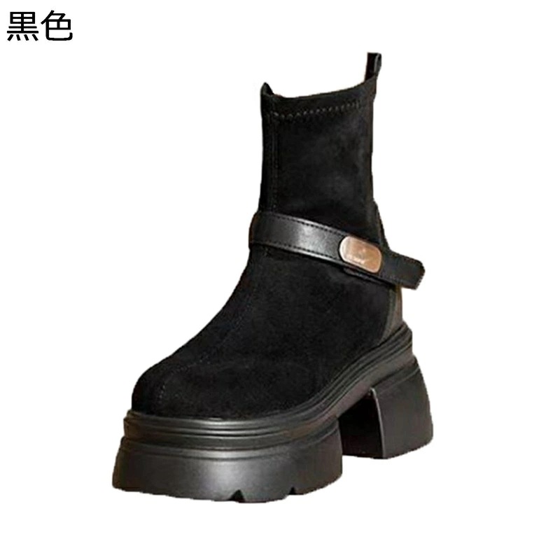 ショートブーツ スエード 厚底 レディース ブーティ ハイヒール 身長アップ5cm ラウンドトゥ アンクルブーツ 柔らかい 歩きやすい 女子力 美脚 女の子 防水 おしゃれ 柔らかい 秋冬