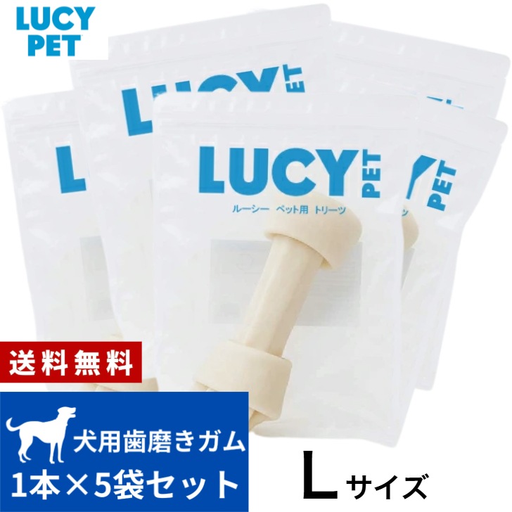 ルーシーペット チューイングボーン Lサイズ 1本入 5袋セット 歯磨き 歯茎 大型犬 子犬 成犬 老犬無添加 牛肉皮 おやつ お菓子 ペット用品 デンタルケア