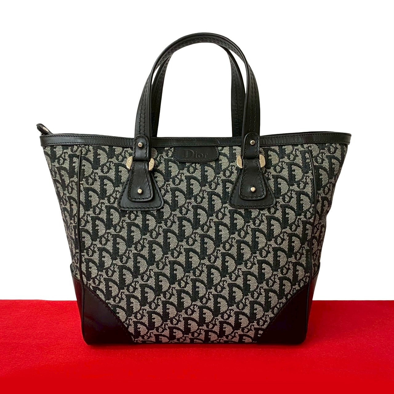 トロッター 柄ハンドバッグ キャンバス レザー ブラック 27046 87,230円