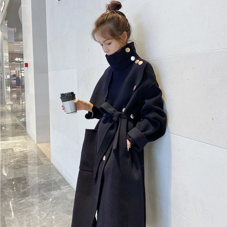 ロングコート きれいめ おしゃれ トレンチ風 l アウター ジャケット 上着 レディース 秋 冬 10代 20代 30代 40代 アシンメトリー 大人 カジュアル ロング丈 ミディアム丈 金ボタ
