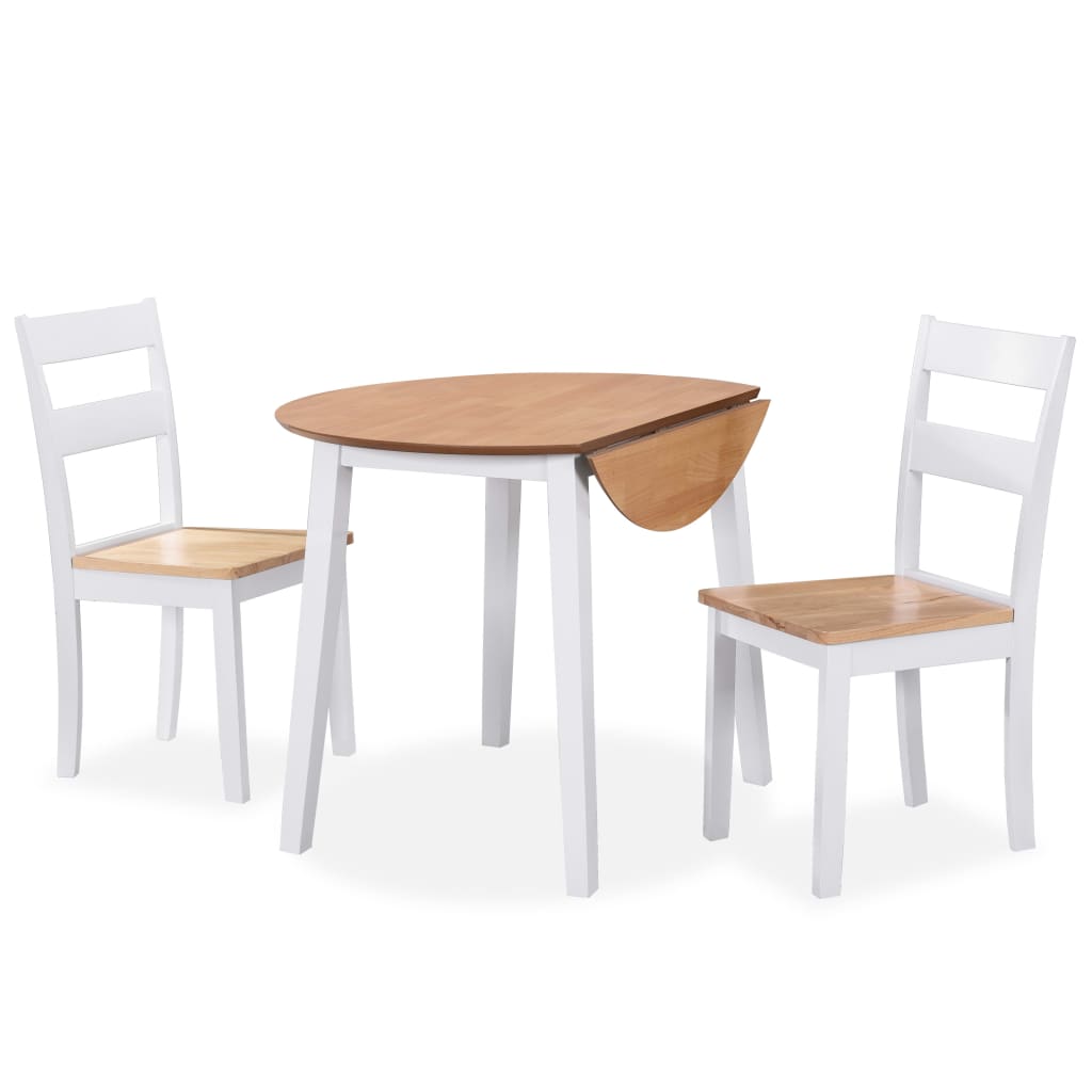 ダイニング3点セット MDF＆ラバーウッド ホワイト