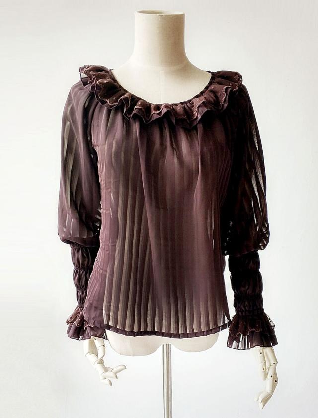 【全店任意2枚購入で100円OFF】ロリィタブラウスカラーブロックシフォンクラシック＆トラディション