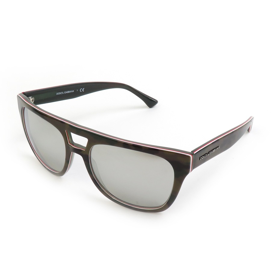 ドルチェアンドガッバーナ DOLCE&GABBANA サングラス カモフラージュ プラスチック カーキ/ブラウン シルバー ユニセックス e60744a
