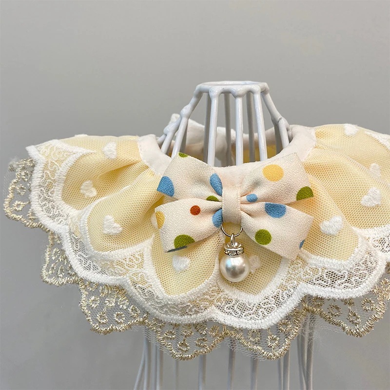 ペット 首輪 イヌ ネコ用 蝶ネクタイ レース INS 可愛い 小型 中型 大型 犬 猫 唾液タオル おしゃれ