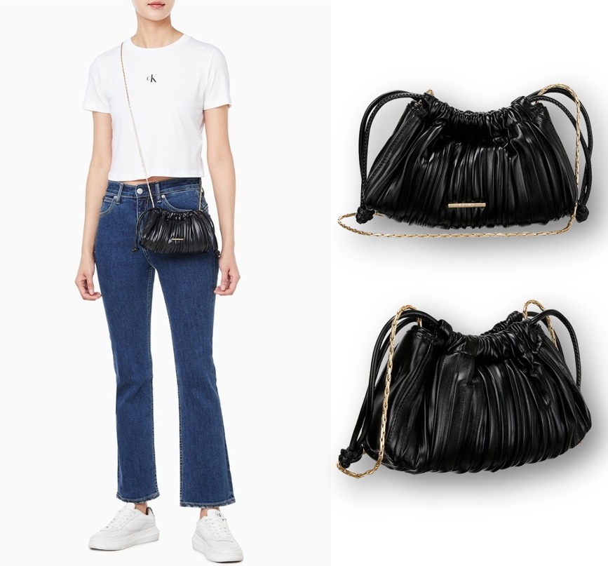 Drawstring Pleated Mini Crossover Bag (4F3077G-UB1)