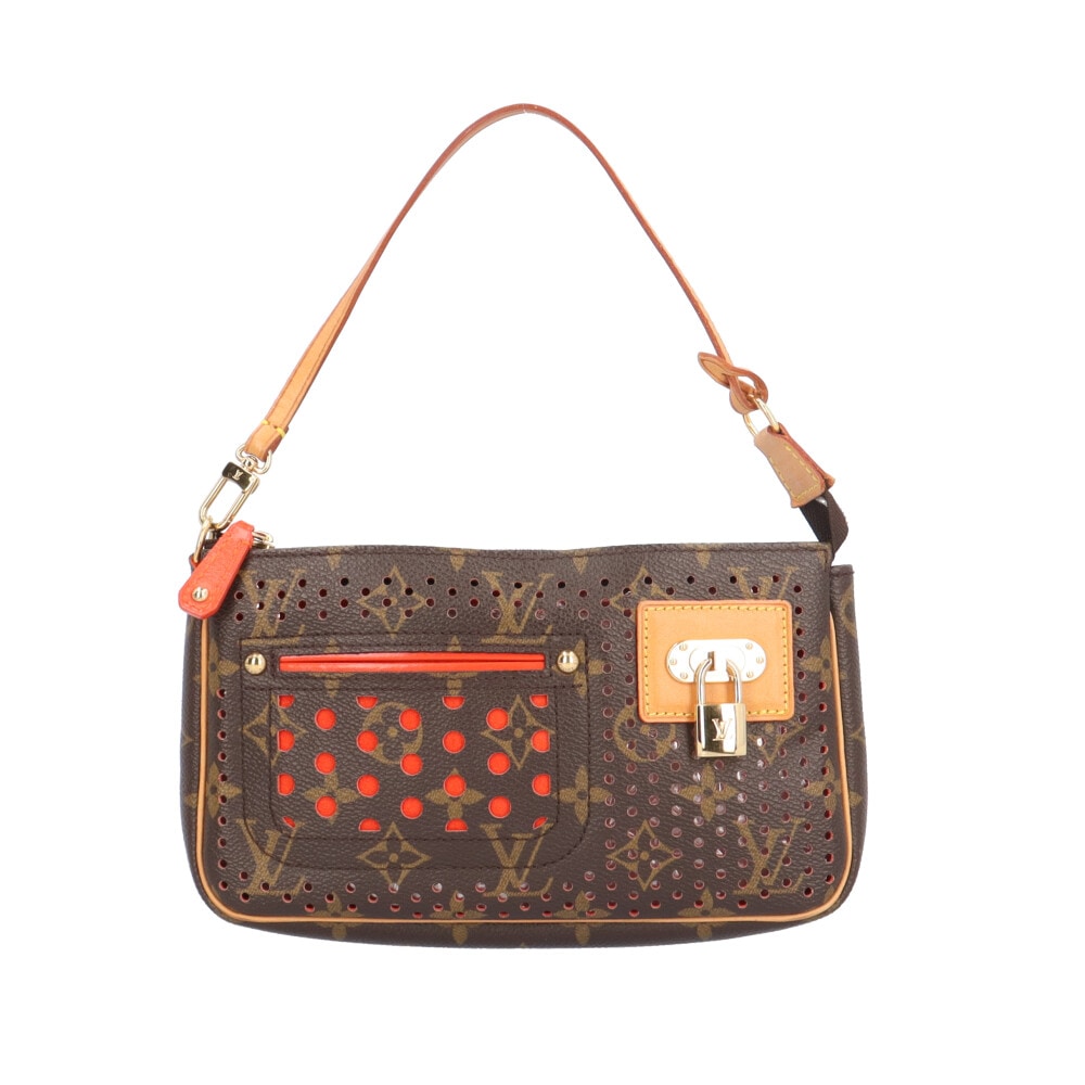 ルイヴィトン ポシェットアクセソワール モノグラムペルフォ ハンドバッグ M95185 ブラウン LOUIS VUITTON 中古