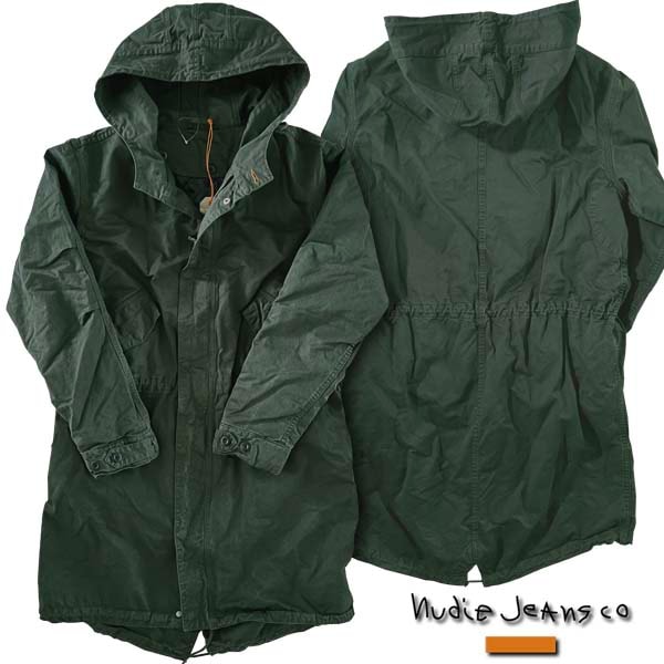 ヌーディージーンズ NUDIE JEANS メンズ ロング コート ジャケット Castor Fishtail ダーク オリーブ モッズコート M-51 ミリタリーコート フィッシュテール アウター