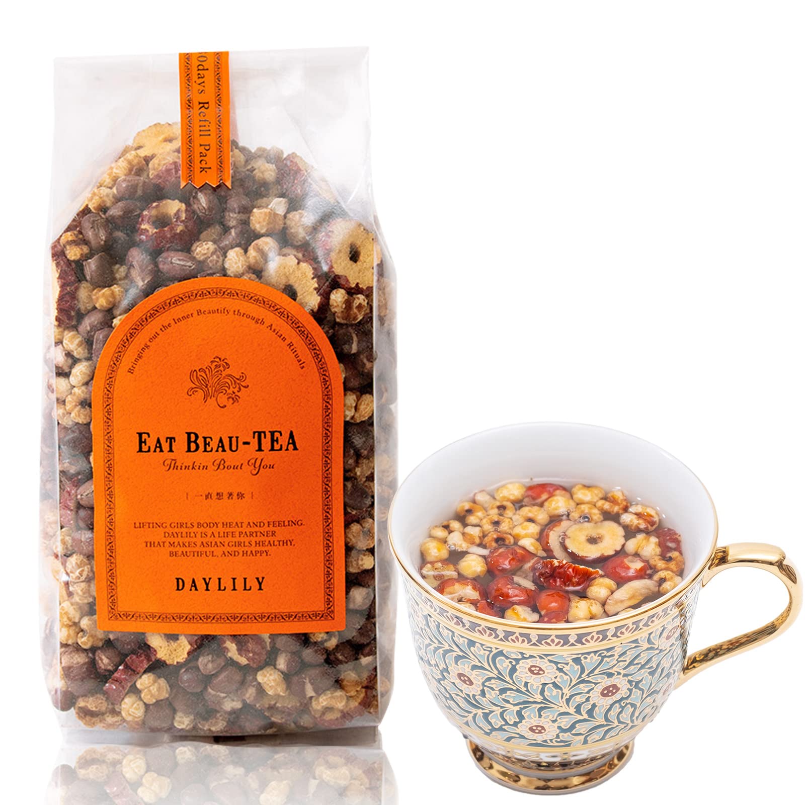 DAYLILY デイリリー Refill EAT BEAU-TEA ~Thinkin Bout You~ 食べるお茶 薬膳茶 小豆 あずき ハトムギ ナツメ 1袋 240g