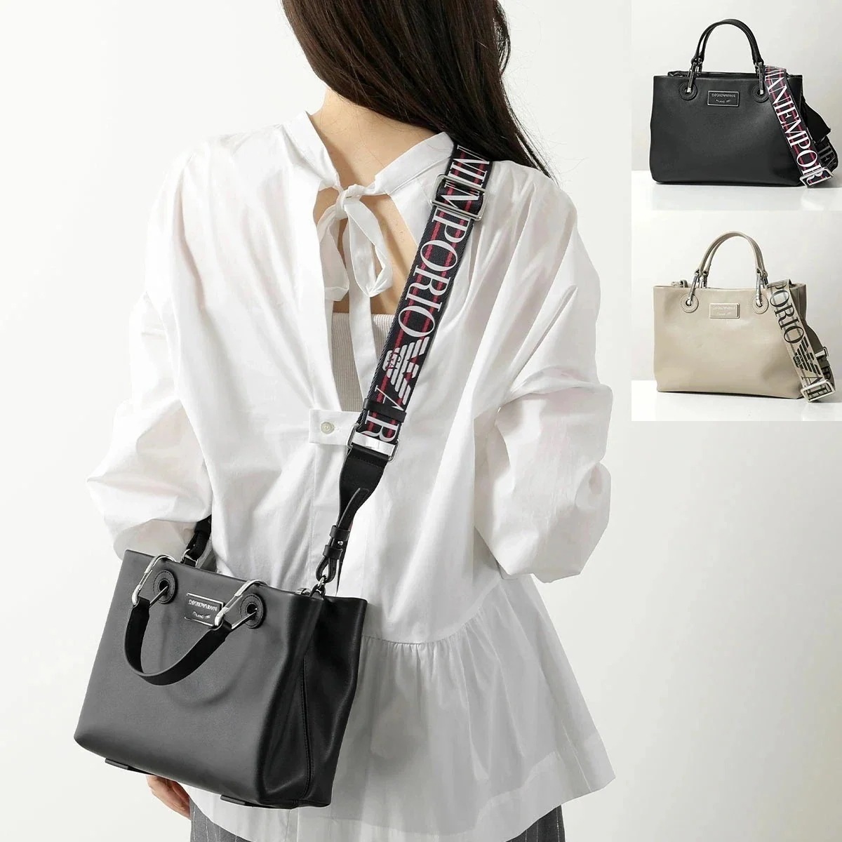 EMPORIO ARMANI エンポリオアルマーニ ハンドバッグ MyEA Y3D166 Y478E レディース ショルダーバッグ ポーチ付き ロゴプレート 鞄 【mega】