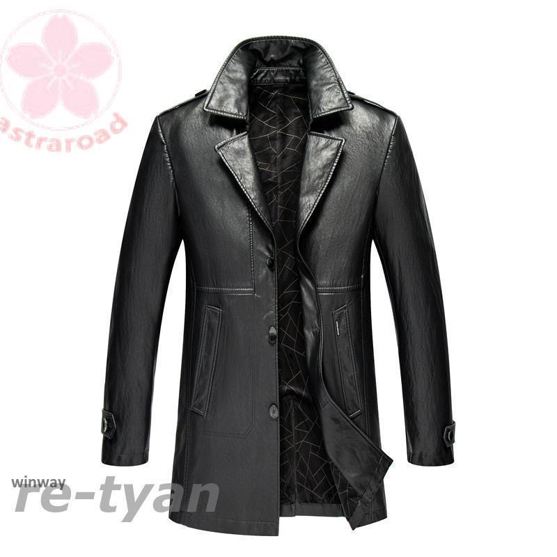 新作 革　レザーコートブラック　メンズファッション レザー 本革 羊革 秋冬 革　暖かい　上品